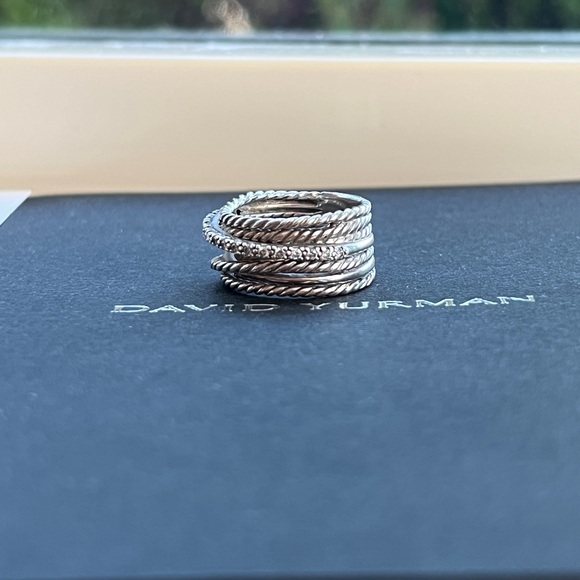 David Yurman Crossover Ring in Sterling Silver with Pavé Diamonds - Picture 3 of 7